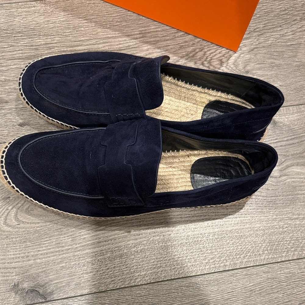Hermes Dark Blue Suede Loafers - Picture 2 of 3